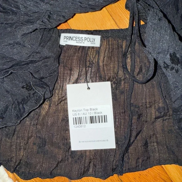 Princess Polly Keyton Top Black US 6 - Picture 4 of 4